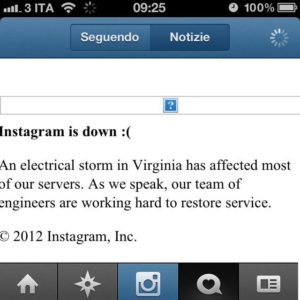 instagram servers colpiti da una tempesta elettrica